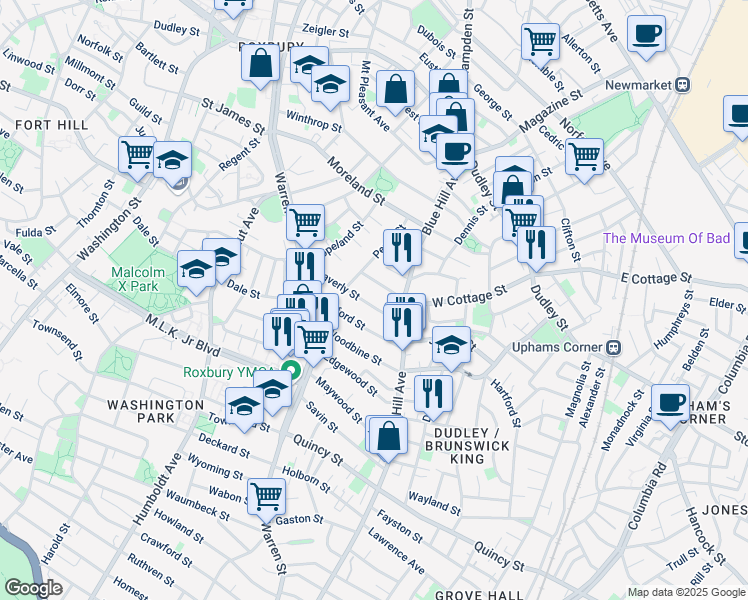 map of restaurants, bars, coffee shops, grocery stores, and more near 19 Alaska Street in Boston