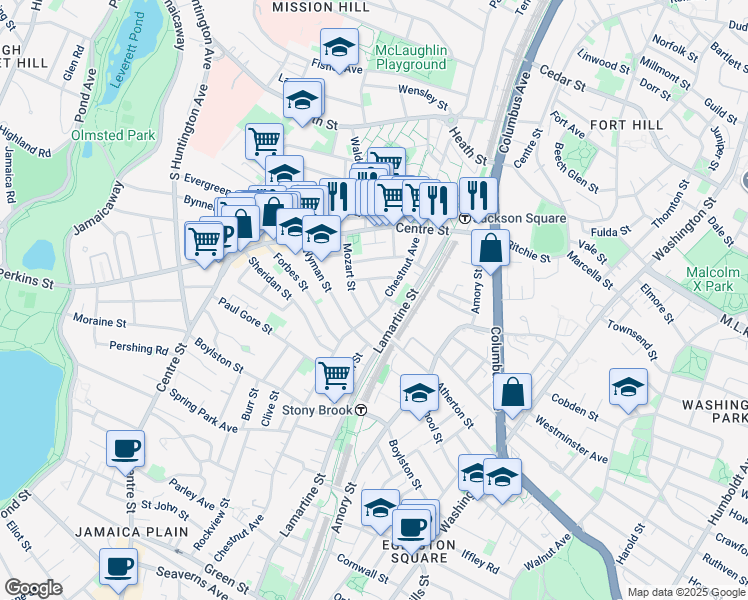 map of restaurants, bars, coffee shops, grocery stores, and more near 39 Chestnut Avenue in Boston