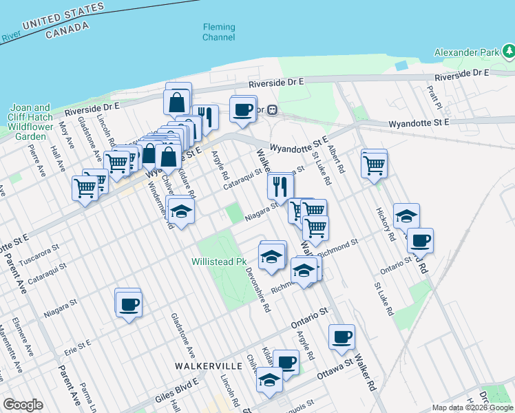map of restaurants, bars, coffee shops, grocery stores, and more near 853 Monmouth Road in Windsor