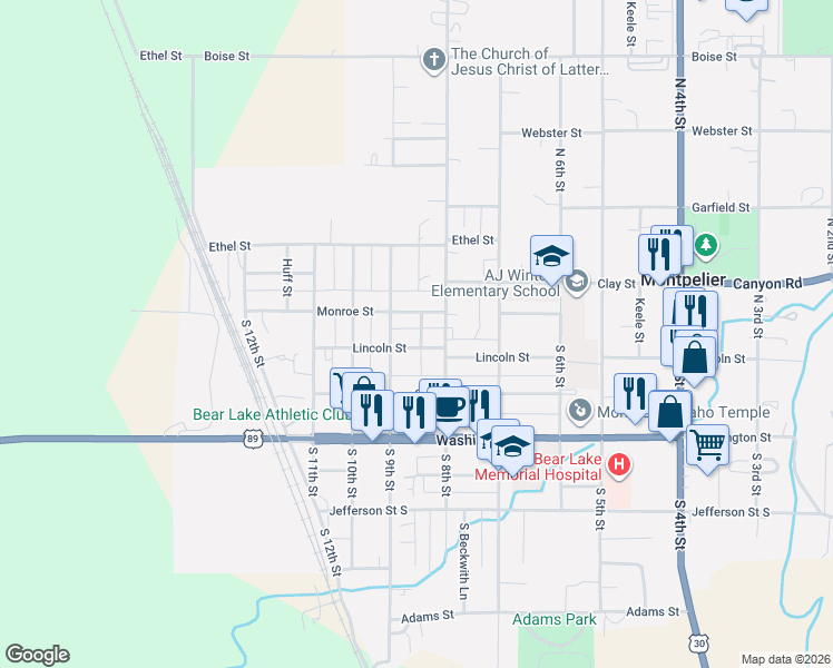map of restaurants, bars, coffee shops, grocery stores, and more near 315 North Court Street in Montpelier