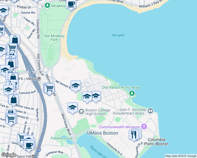 map of restaurants, bars, coffee shops, grocery stores, and more near 98 Westwind Road in Boston