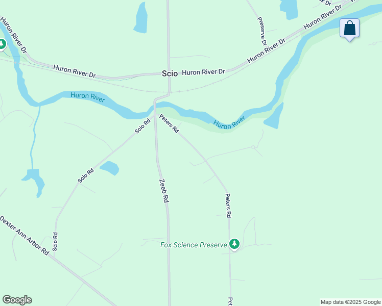 map of restaurants, bars, coffee shops, grocery stores, and more near 2645 Peters Road in Dexter