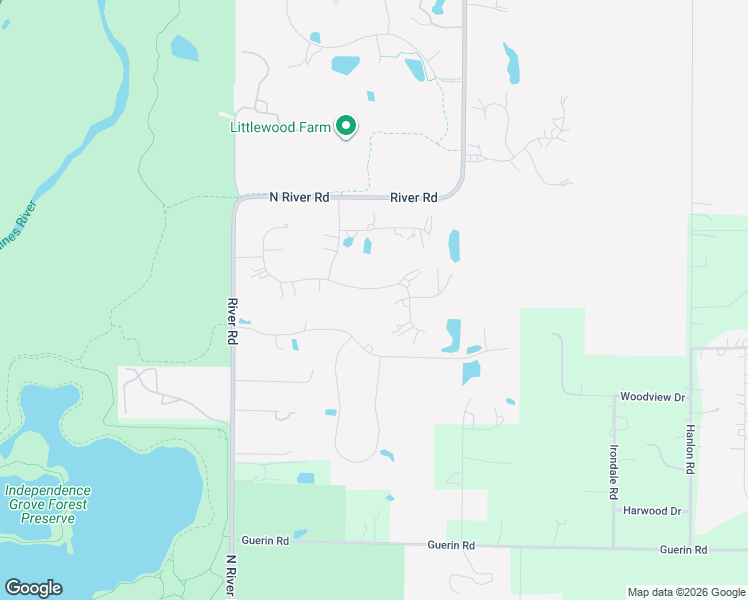 map of restaurants, bars, coffee shops, grocery stores, and more near 5521 Churchill Lane in Libertyville