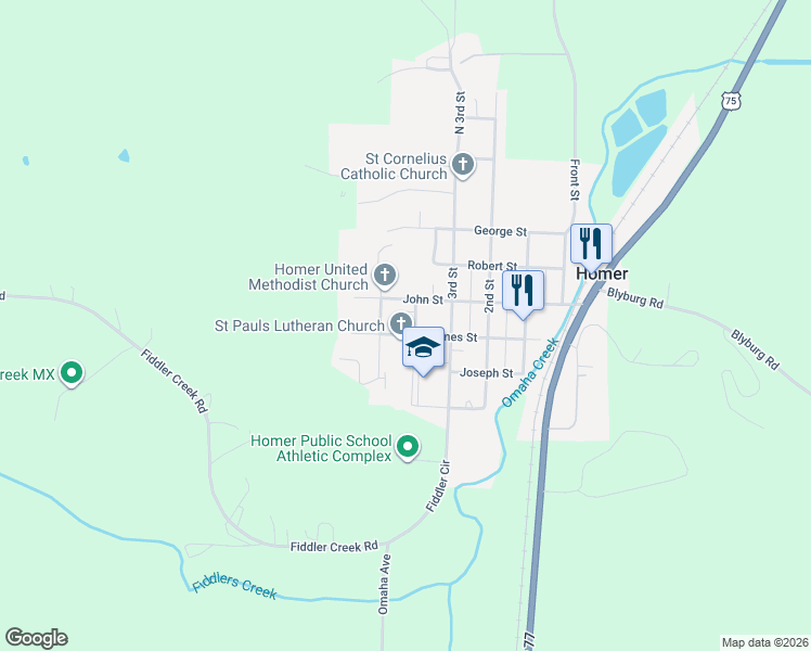 map of restaurants, bars, coffee shops, grocery stores, and more near 101-109 4th Street in Homer