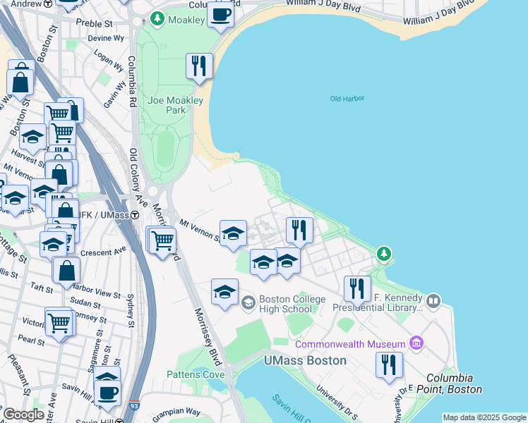 map of restaurants, bars, coffee shops, grocery stores, and more near 7 Peninsula Place in Boston