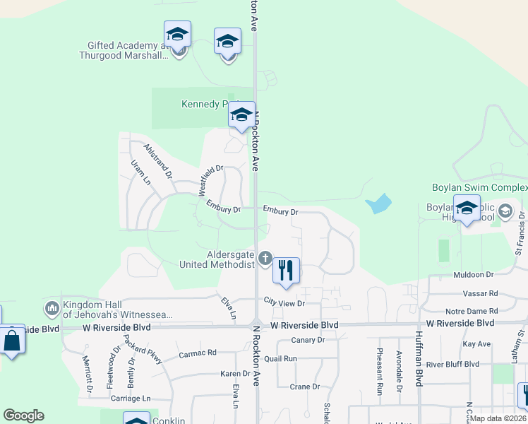 map of restaurants, bars, coffee shops, grocery stores, and more near 4237 North Rockton Avenue in Rockford