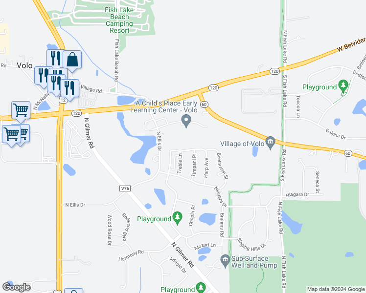 map of restaurants, bars, coffee shops, grocery stores, and more near 516 Richard Brown Boulevard in Volo