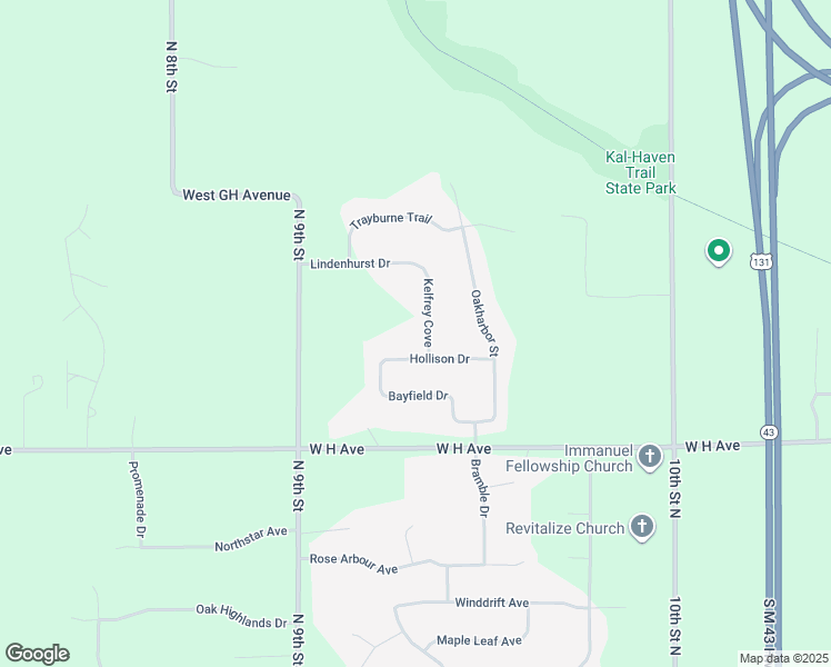 map of restaurants, bars, coffee shops, grocery stores, and more near 3560 Kelfrey Cove in Kalamazoo