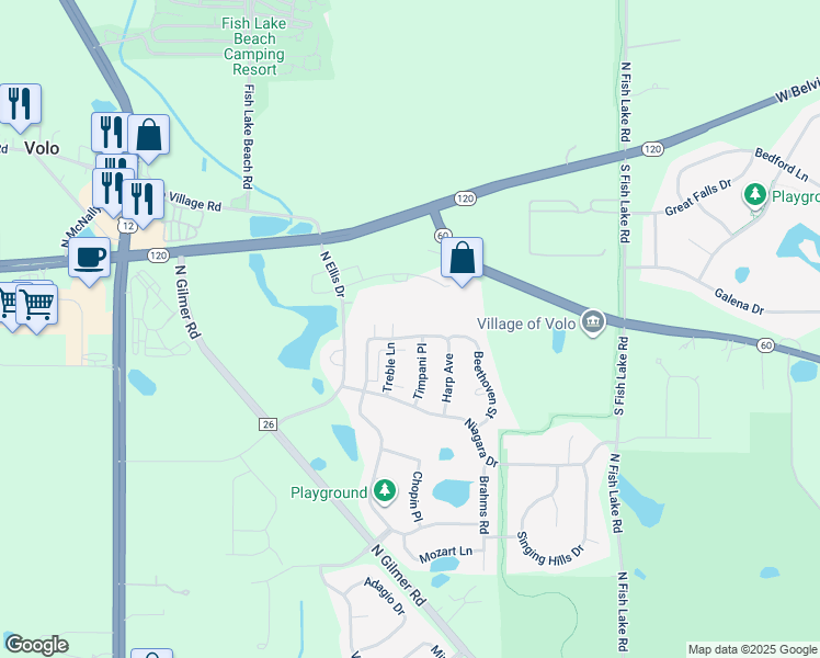 map of restaurants, bars, coffee shops, grocery stores, and more near 504 Richard Brown Boulevard in Volo