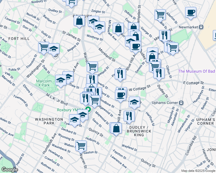 map of restaurants, bars, coffee shops, grocery stores, and more near 19 Alaska Street in Boston