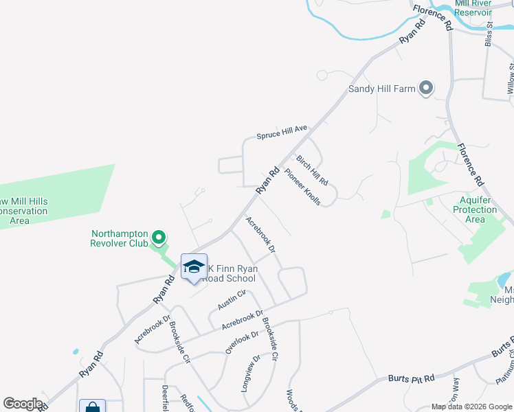map of restaurants, bars, coffee shops, grocery stores, and more near 358 Ryan Rd in Northampton