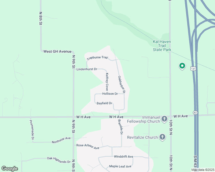 map of restaurants, bars, coffee shops, grocery stores, and more near 3560 Kelfrey Cove in Kalamazoo