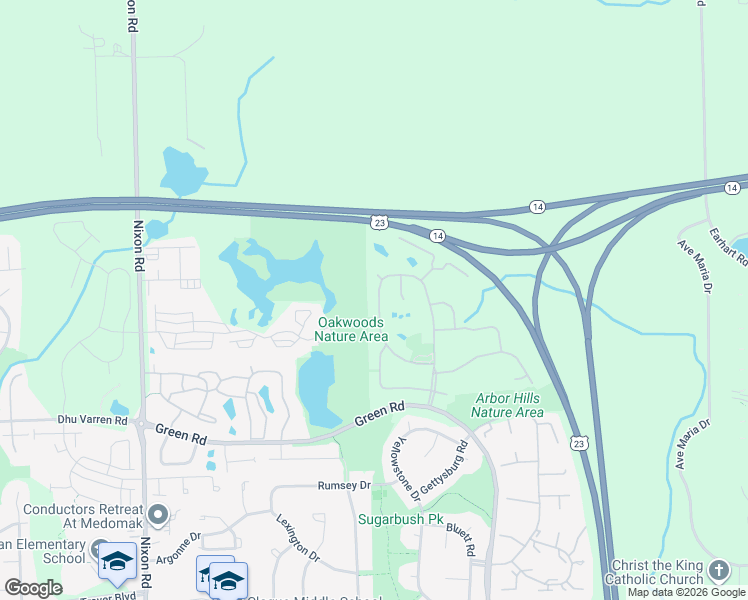 map of restaurants, bars, coffee shops, grocery stores, and more near 3231 Dunwoodie Road in Ann Arbor