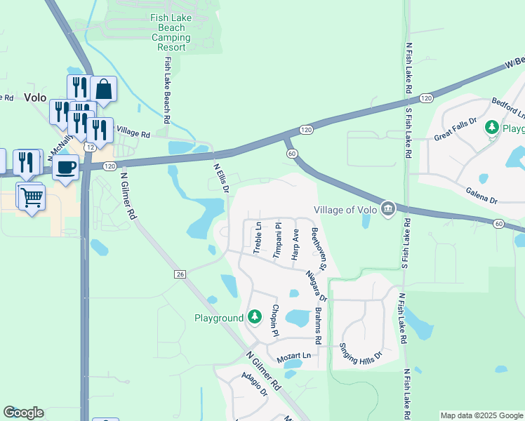 map of restaurants, bars, coffee shops, grocery stores, and more near 504 Richard Brown Boulevard in Volo