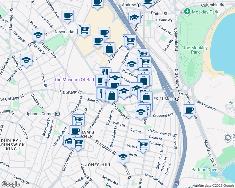 map of restaurants, bars, coffee shops, grocery stores, and more near 256 Boston Street in Boston
