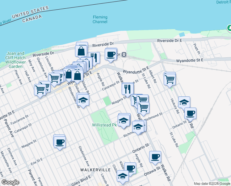 map of restaurants, bars, coffee shops, grocery stores, and more near 853 Monmouth Road in Windsor