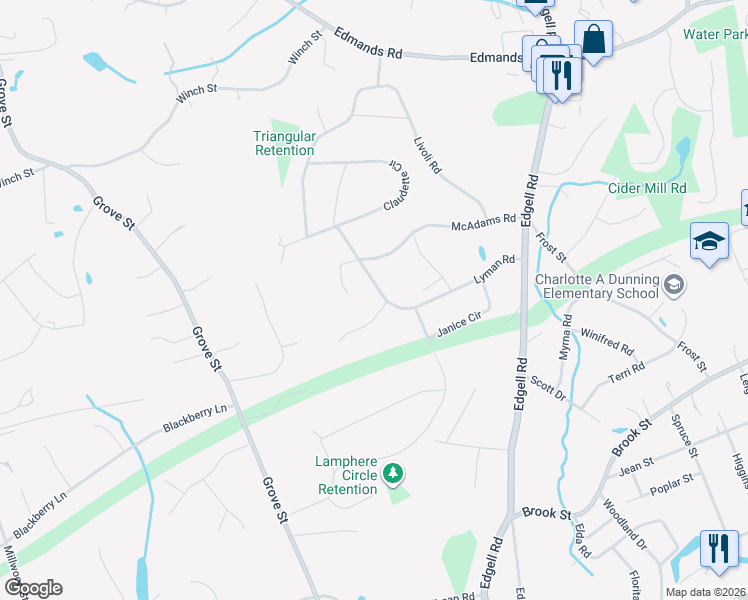 map of restaurants, bars, coffee shops, grocery stores, and more near 28 Lyman Road in Framingham
