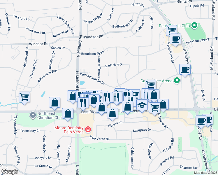 map of restaurants, bars, coffee shops, grocery stores, and more near 6241 Commonwealth Drive in Loves Park