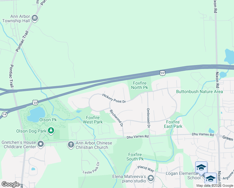 map of restaurants, bars, coffee shops, grocery stores, and more near 3167 Otter Creek Court in Ann Arbor