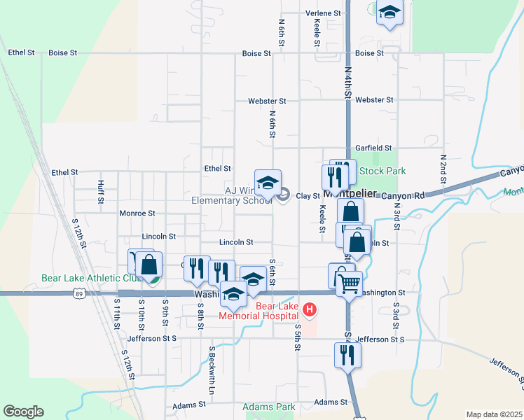 map of restaurants, bars, coffee shops, grocery stores, and more near 620 Williams Street in Montpelier