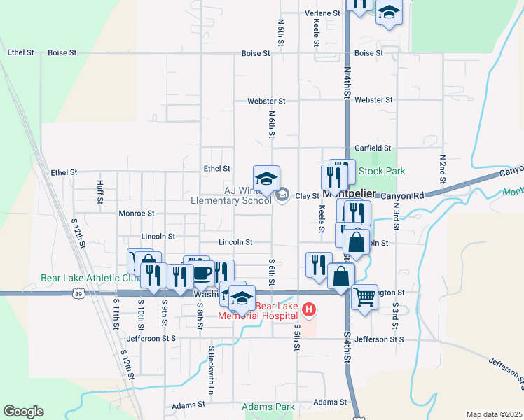 map of restaurants, bars, coffee shops, grocery stores, and more near 620 Williams Street in Montpelier