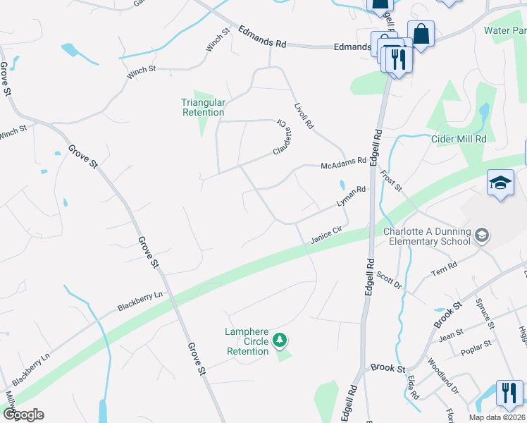 map of restaurants, bars, coffee shops, grocery stores, and more near 28 Lyman Road in Framingham
