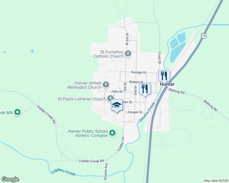 map of restaurants, bars, coffee shops, grocery stores, and more near 101 4th Street in Homer
