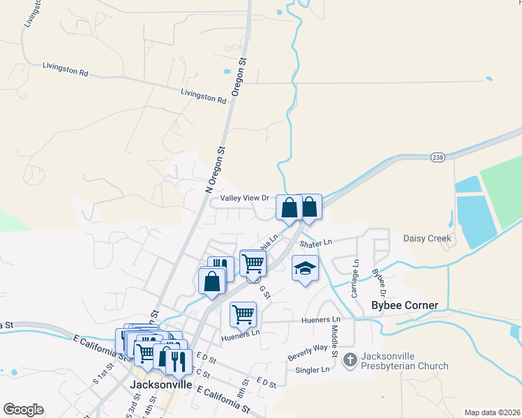 map of restaurants, bars, coffee shops, grocery stores, and more near 825 Valley Lane in Jacksonville