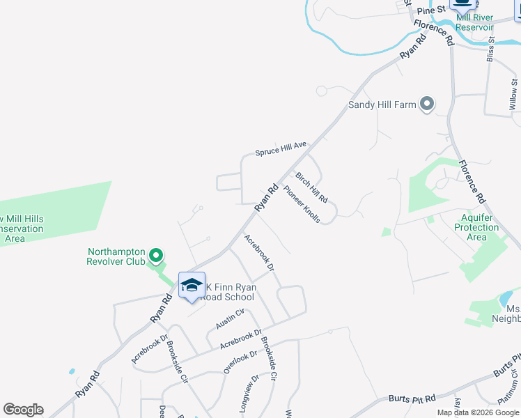 map of restaurants, bars, coffee shops, grocery stores, and more near 358 Ryan Rd in Northampton