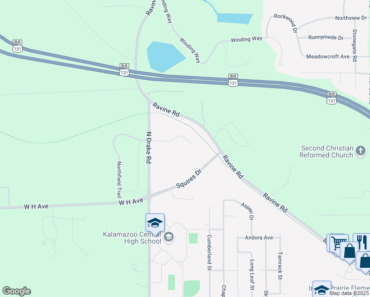 map of restaurants, bars, coffee shops, grocery stores, and more near 4713 Weston Avenue in Kalamazoo