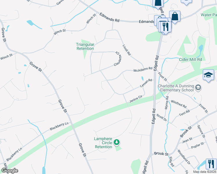 map of restaurants, bars, coffee shops, grocery stores, and more near 28 Lyman Road in Framingham