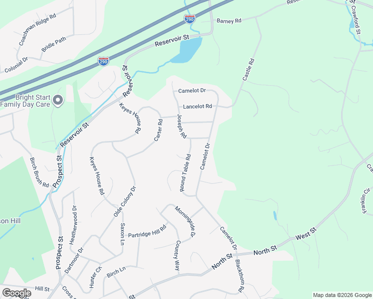 map of restaurants, bars, coffee shops, grocery stores, and more near 14 Round Table Road in Shrewsbury
