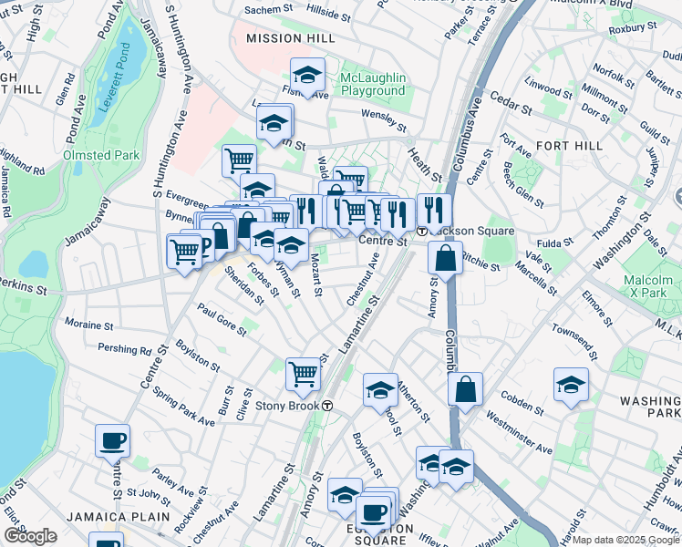 map of restaurants, bars, coffee shops, grocery stores, and more near 39 Chestnut Avenue in Boston