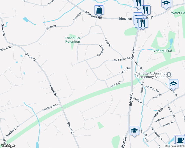map of restaurants, bars, coffee shops, grocery stores, and more near 28 Lyman Road in Framingham