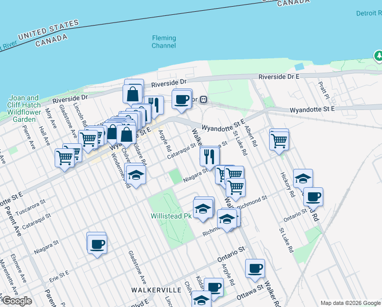 map of restaurants, bars, coffee shops, grocery stores, and more near 853 Monmouth Road in Windsor