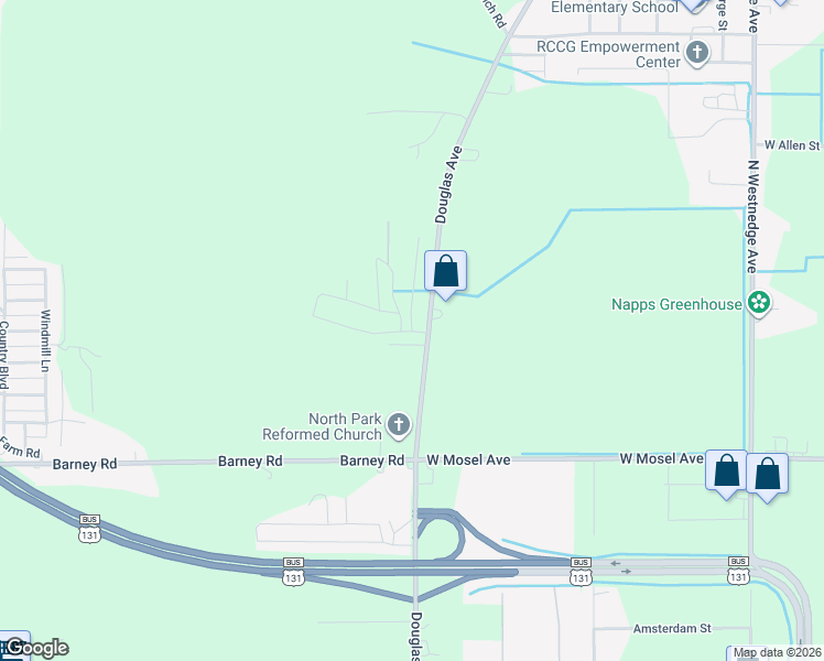 map of restaurants, bars, coffee shops, grocery stores, and more near 3201 Birch Lane in Kalamazoo