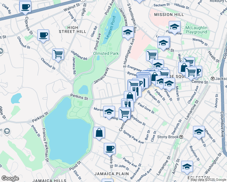 map of restaurants, bars, coffee shops, grocery stores, and more near 10 Zamora Court in Boston