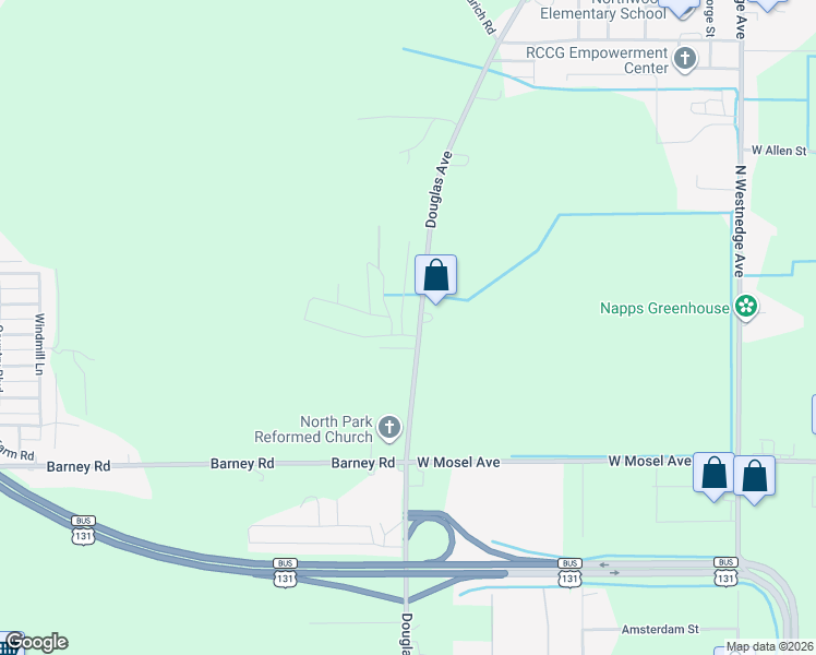 map of restaurants, bars, coffee shops, grocery stores, and more near 3201-3261 Birch Ln in Kalamazoo