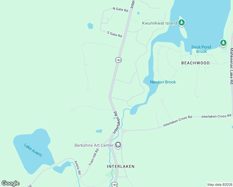map of restaurants, bars, coffee shops, grocery stores, and more near 48 Interlaken Road in Stockbridge