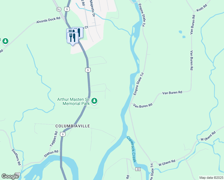 map of restaurants, bars, coffee shops, grocery stores, and more near Trailer Park in Hudson