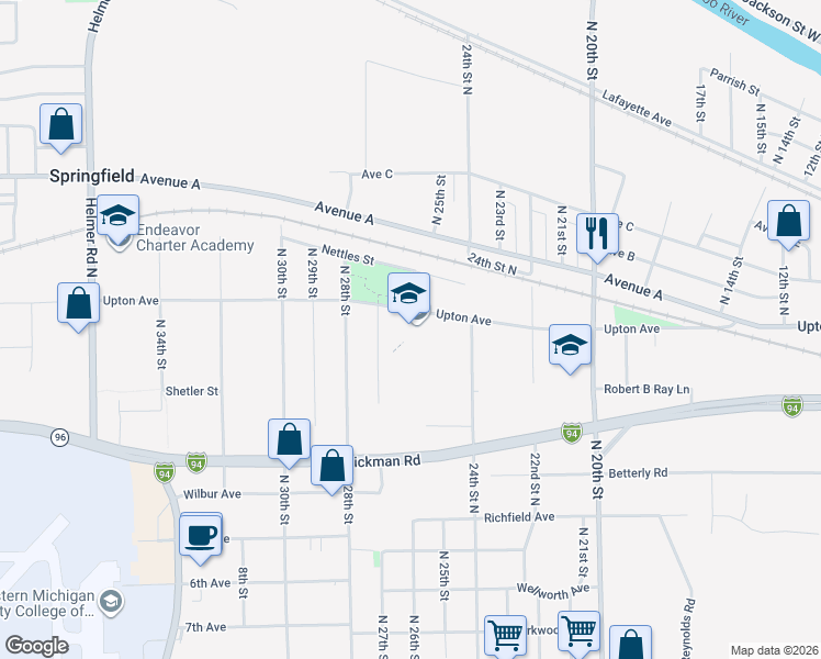 map of restaurants, bars, coffee shops, grocery stores, and more near 765 Upton Avenue in Springfield