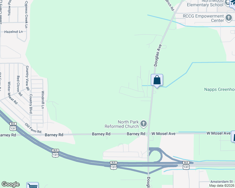 map of restaurants, bars, coffee shops, grocery stores, and more near 1443 Red Maple Lane in Kalamazoo