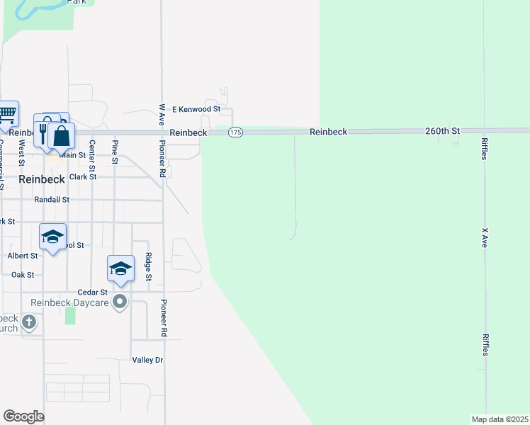 map of restaurants, bars, coffee shops, grocery stores, and more near in Reinbeck