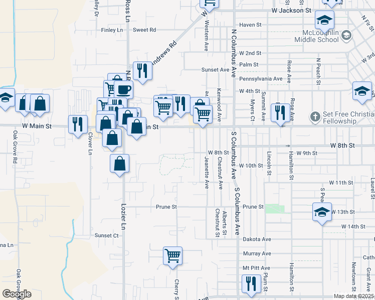 map of restaurants, bars, coffee shops, grocery stores, and more near 27 Lewis Avenue in Medford