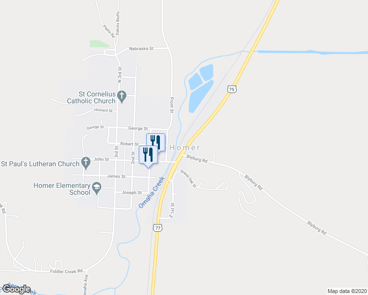 map of restaurants, bars, coffee shops, grocery stores, and more near in Homer
