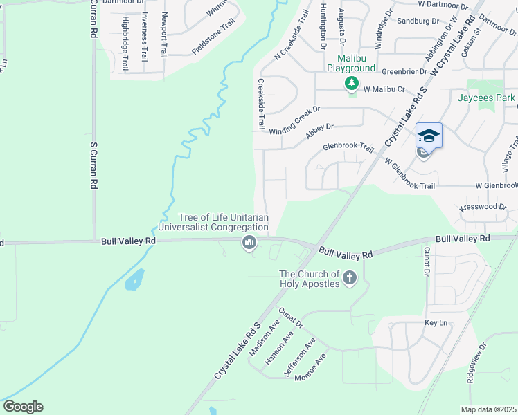 map of restaurants, bars, coffee shops, grocery stores, and more near 417 Brookwood Trail in McHenry