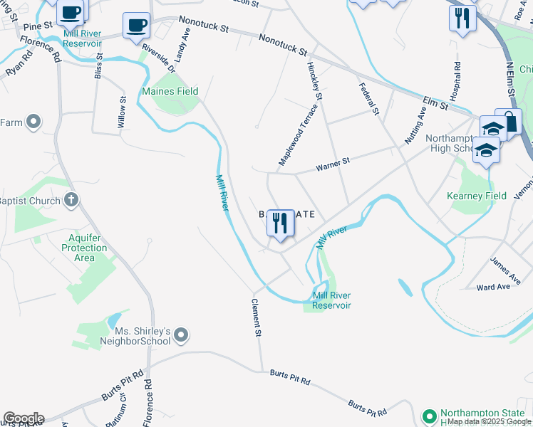 map of restaurants, bars, coffee shops, grocery stores, and more near in Northampton