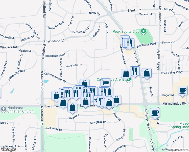 map of restaurants, bars, coffee shops, grocery stores, and more near 6367 Commonwealth Drive in Loves Park