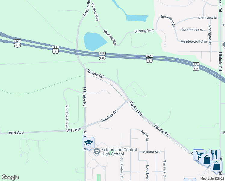 map of restaurants, bars, coffee shops, grocery stores, and more near 4662 Weston Avenue in Kalamazoo