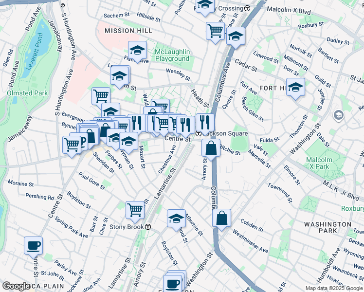 map of restaurants, bars, coffee shops, grocery stores, and more near in Boston